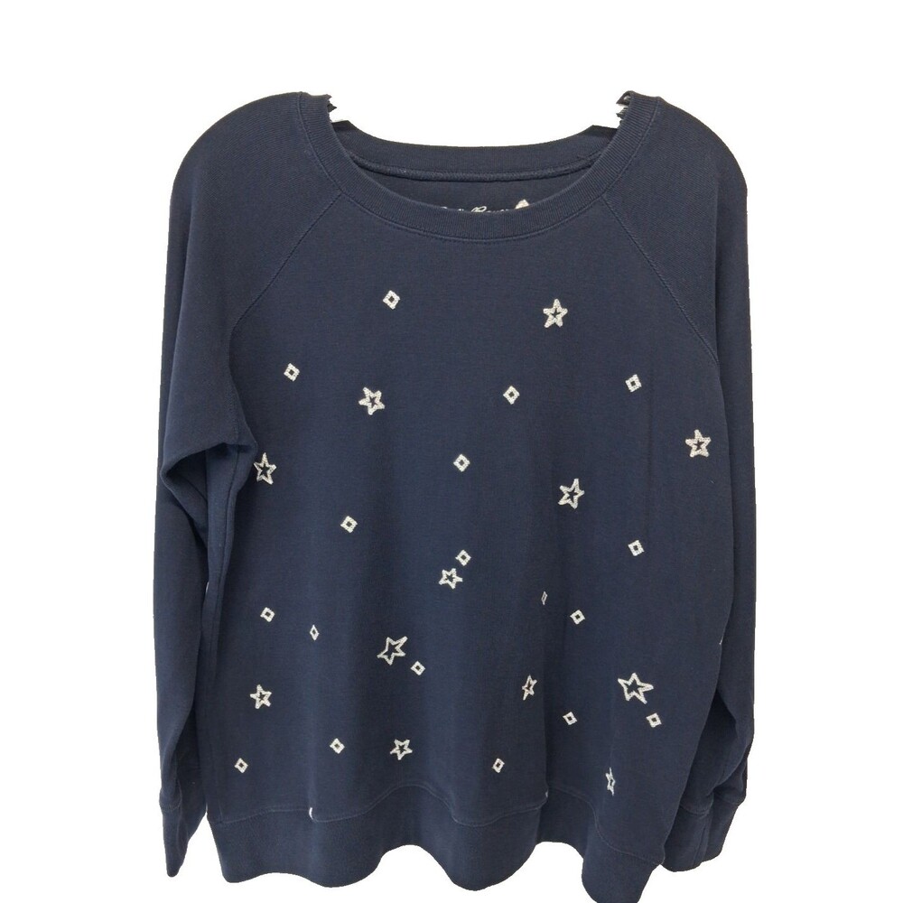 Eddie Bauer Women's Embroiled Design Round Neckline Long Sleeve Pull Over Top L